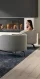 A woman sitting on a couch