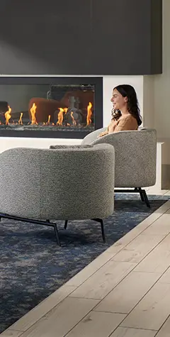 A woman sitting on a couch