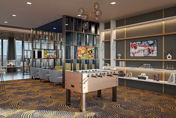 Club lounge with foosball