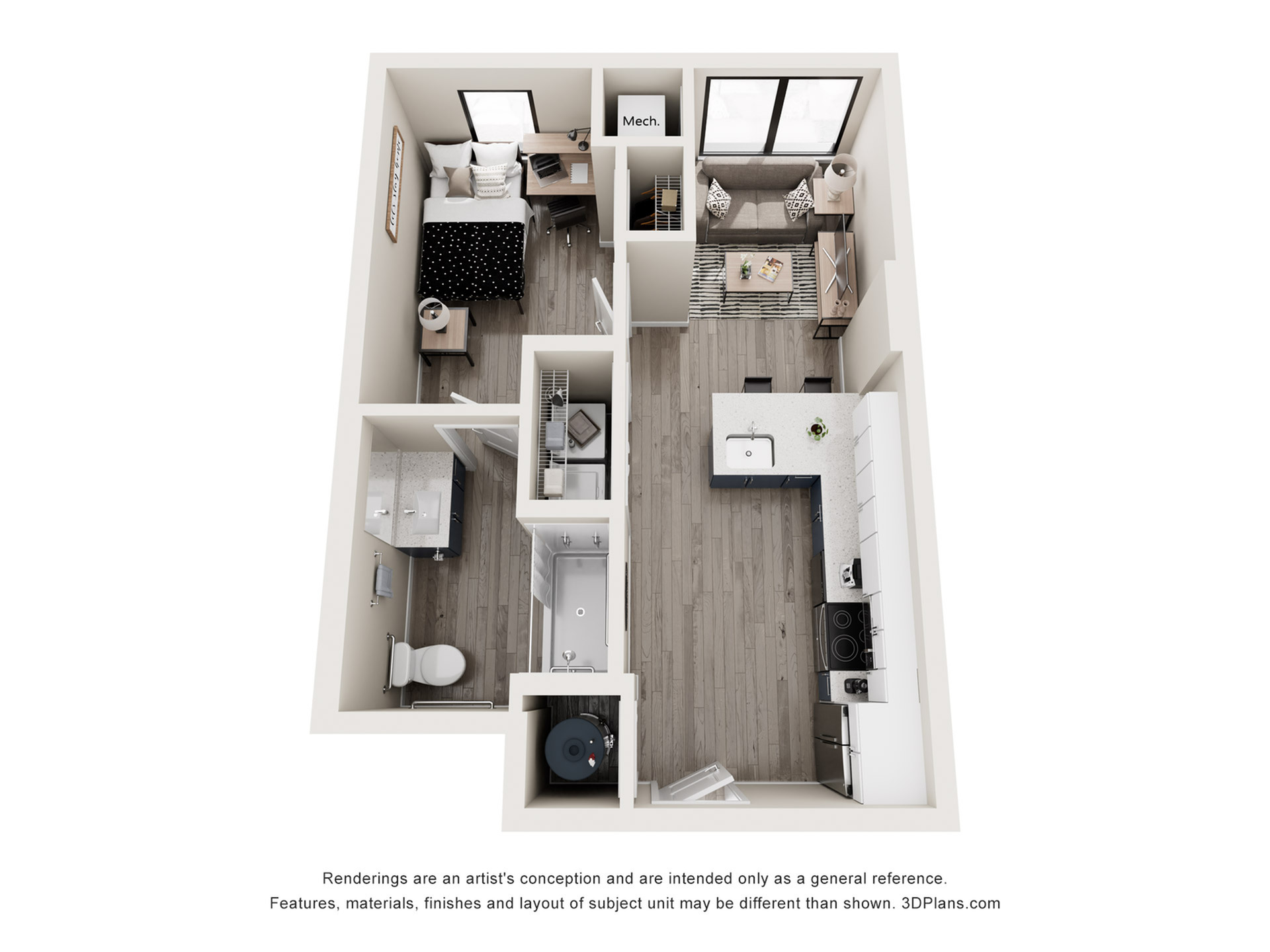 Bainbridge - 1x1 Floor plan