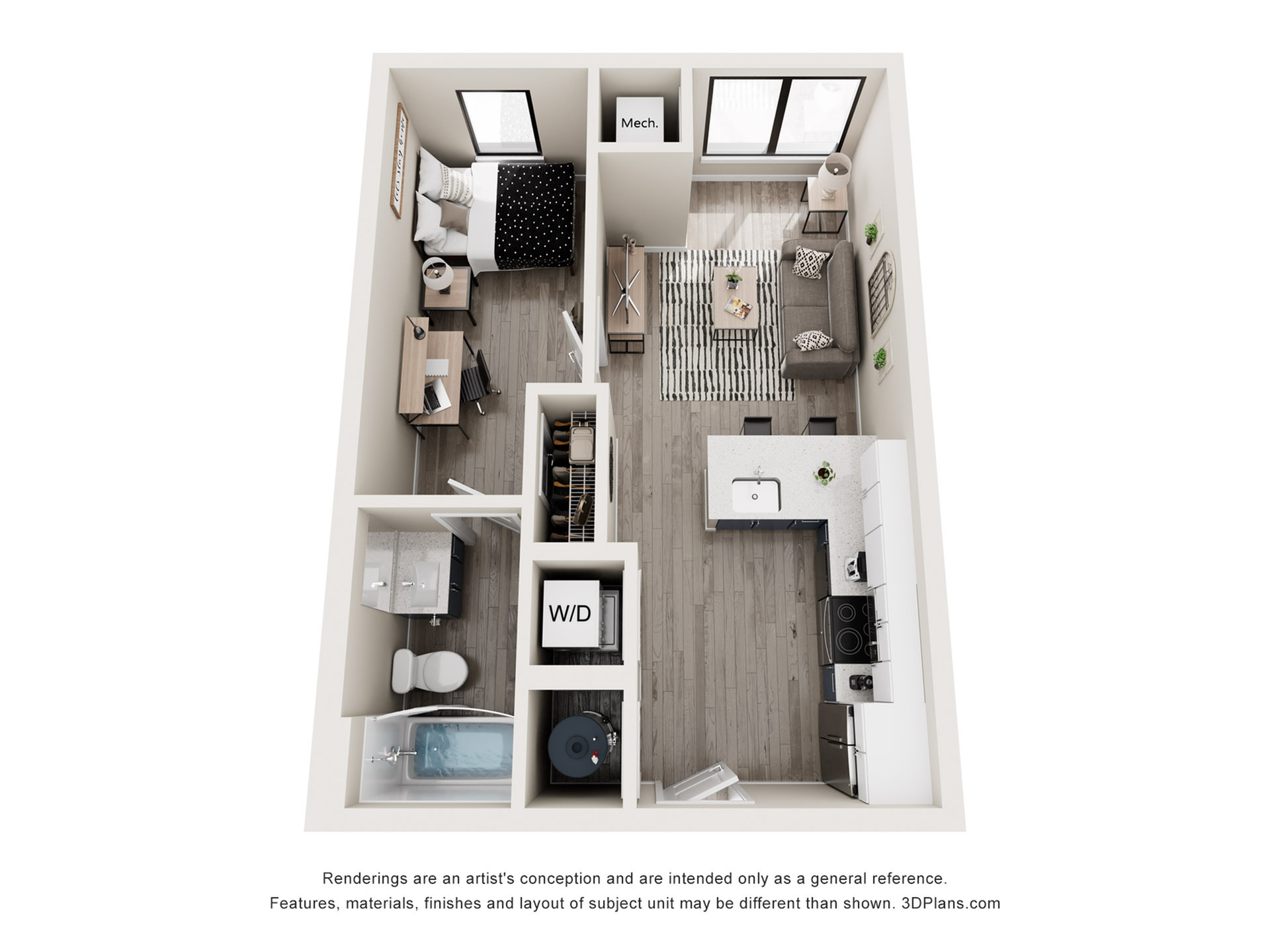 Brandywine - 1x1 Floor plan