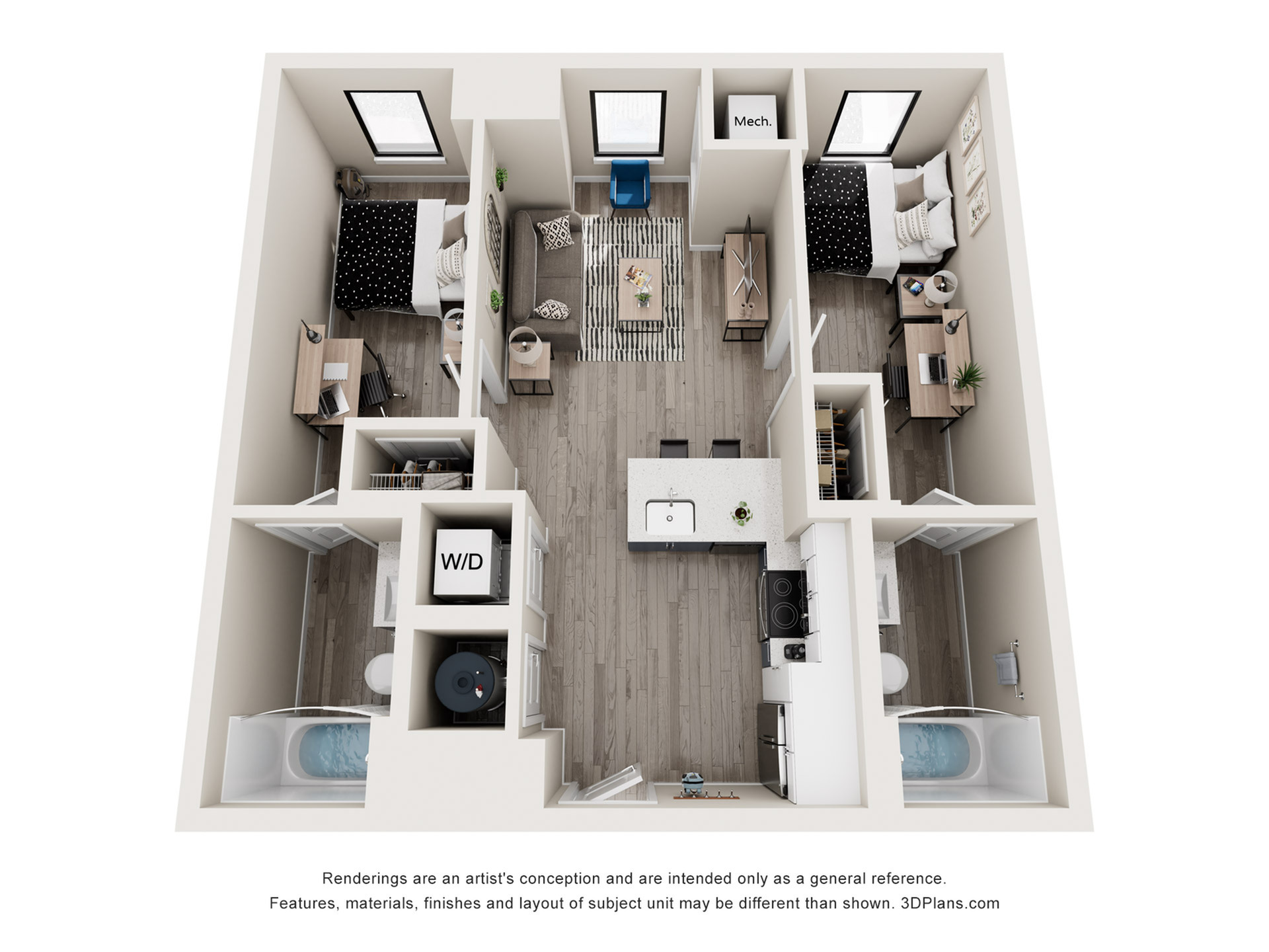 Callowhill - 2x2 Floor plan